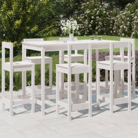 Set de mesa y taburetes altos jardín 7 pzas madera pino