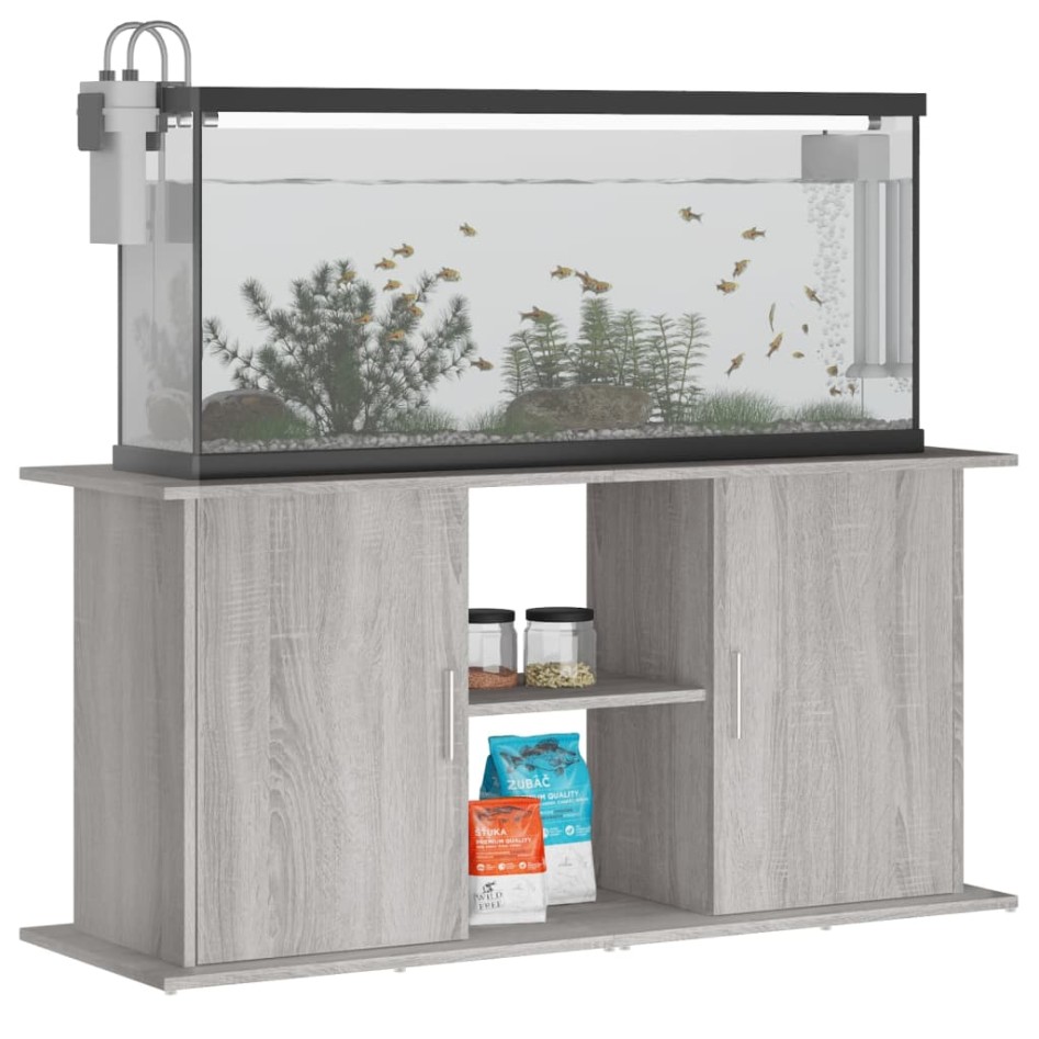 Soporte para acuario madera ingeniería gris Sonoma 121x41x58