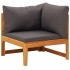 Sofá de esquina madera maciza de acacia con cojines gris