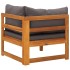 Sofá de esquina madera maciza de acacia con cojines gris