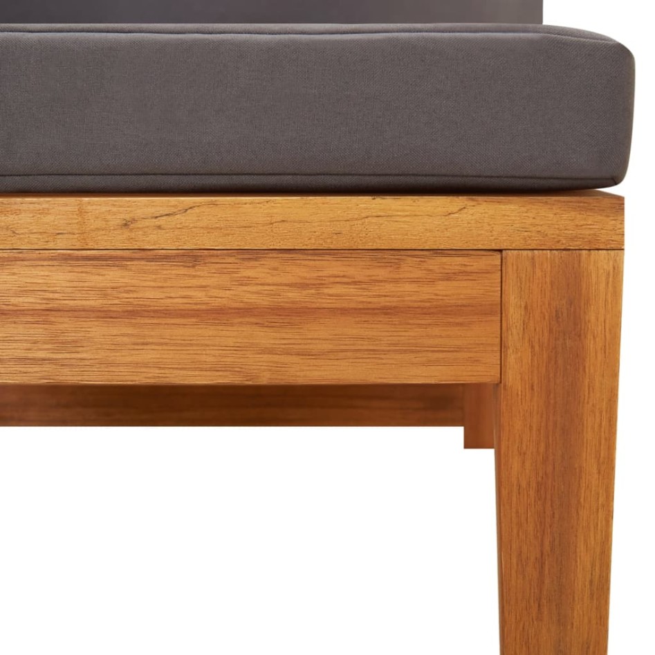 Sofá de esquina madera maciza de acacia con cojines gris