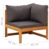 Sofá de esquina madera maciza de acacia con cojines gris