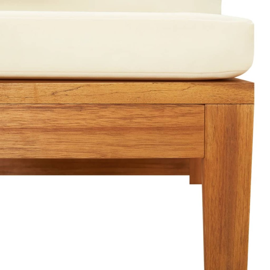 Sofá esquinero con cojines blanco crema madera de