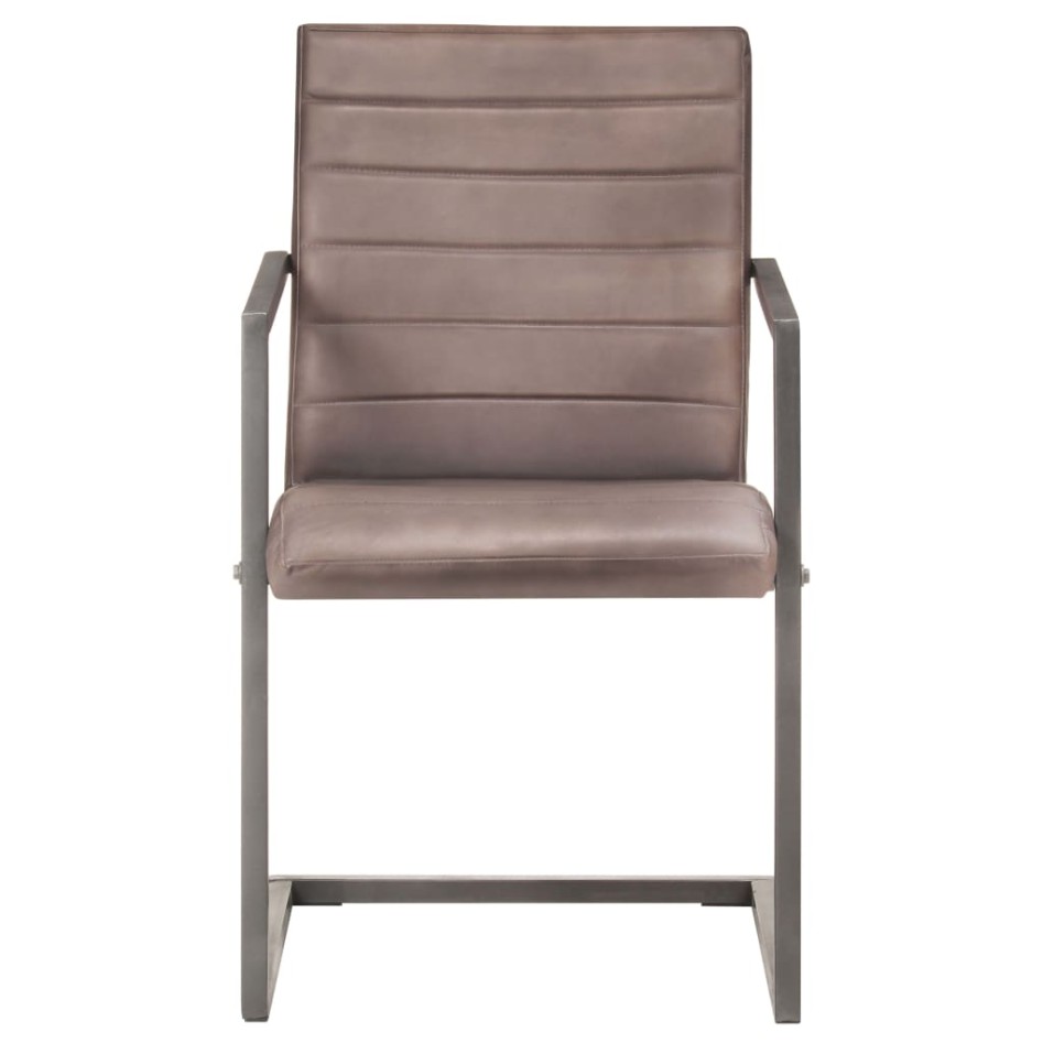 Sillas voladizas de comedor 2 unidades cuero auténtico