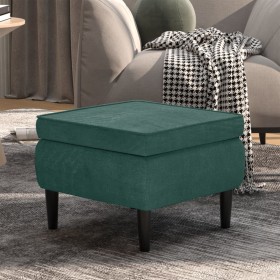 Taburete con patas de madera terciopelo verde