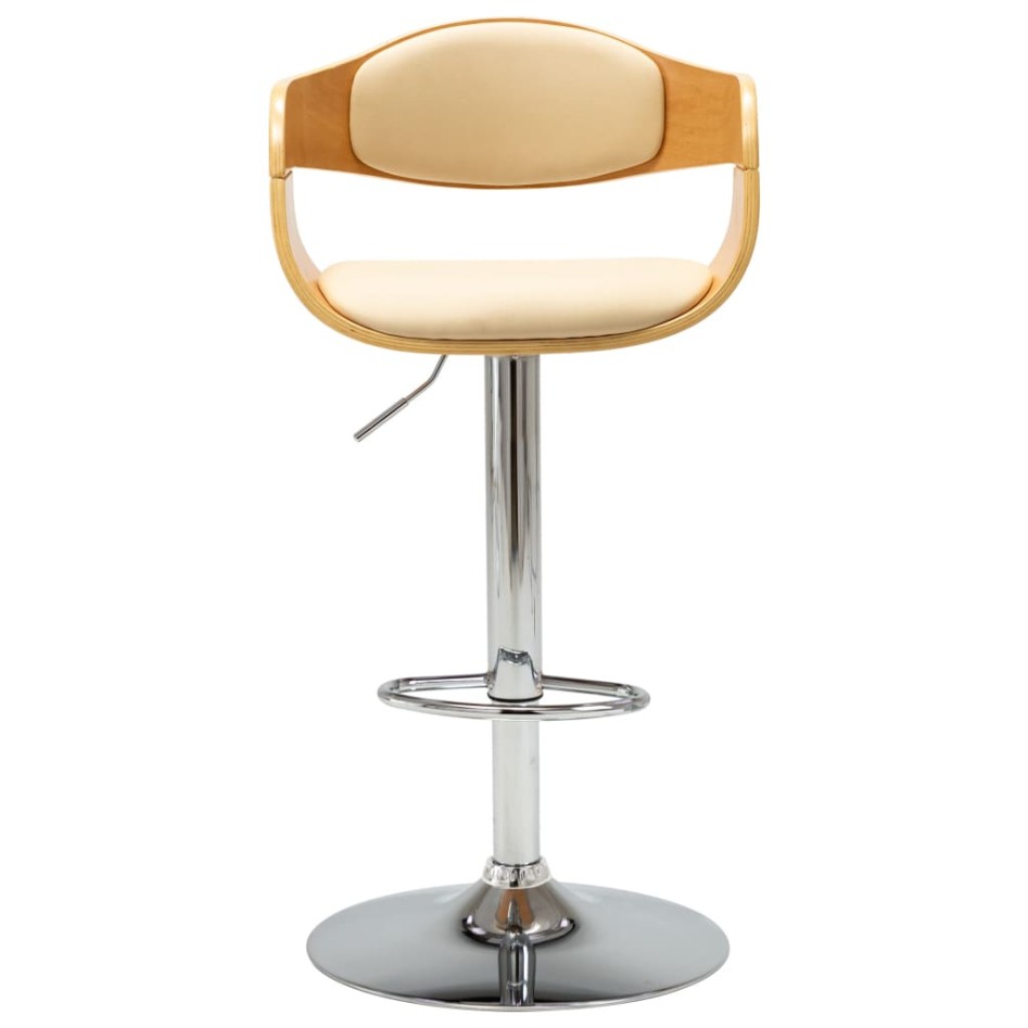 Taburete de cocina de madera curvada y cuero sintético