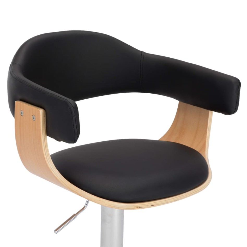 Taburetes de cocina 2 uds madera curvada cuero sintético