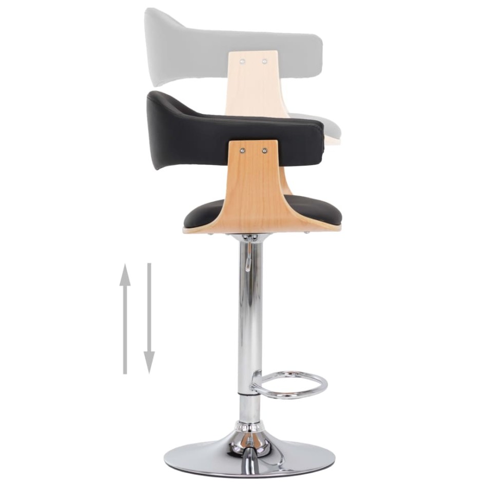 Taburetes de cocina 2 uds madera curvada cuero sintético