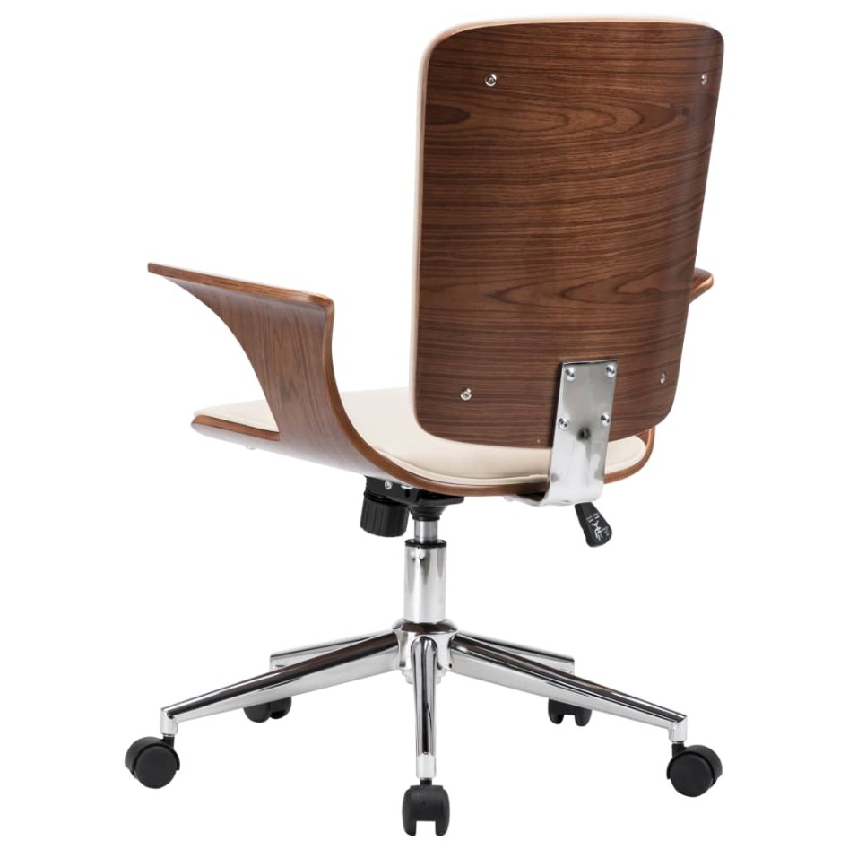 Silla de oficina giratoria cuero sintético madera curva