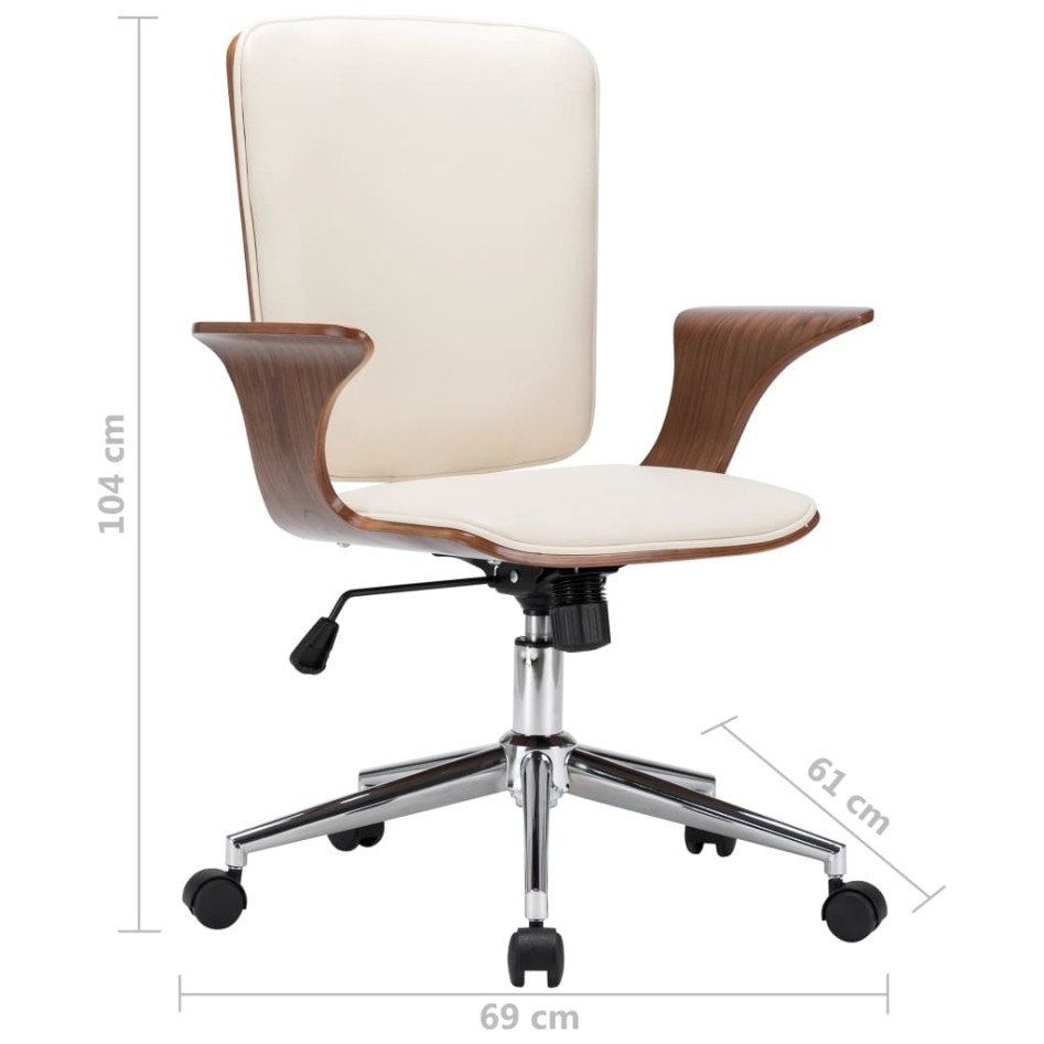 Silla de oficina giratoria cuero sintético madera curva