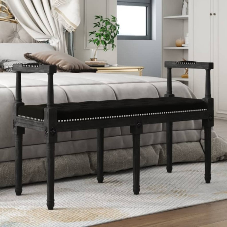 Banco de terciopelo negro 110x40x70