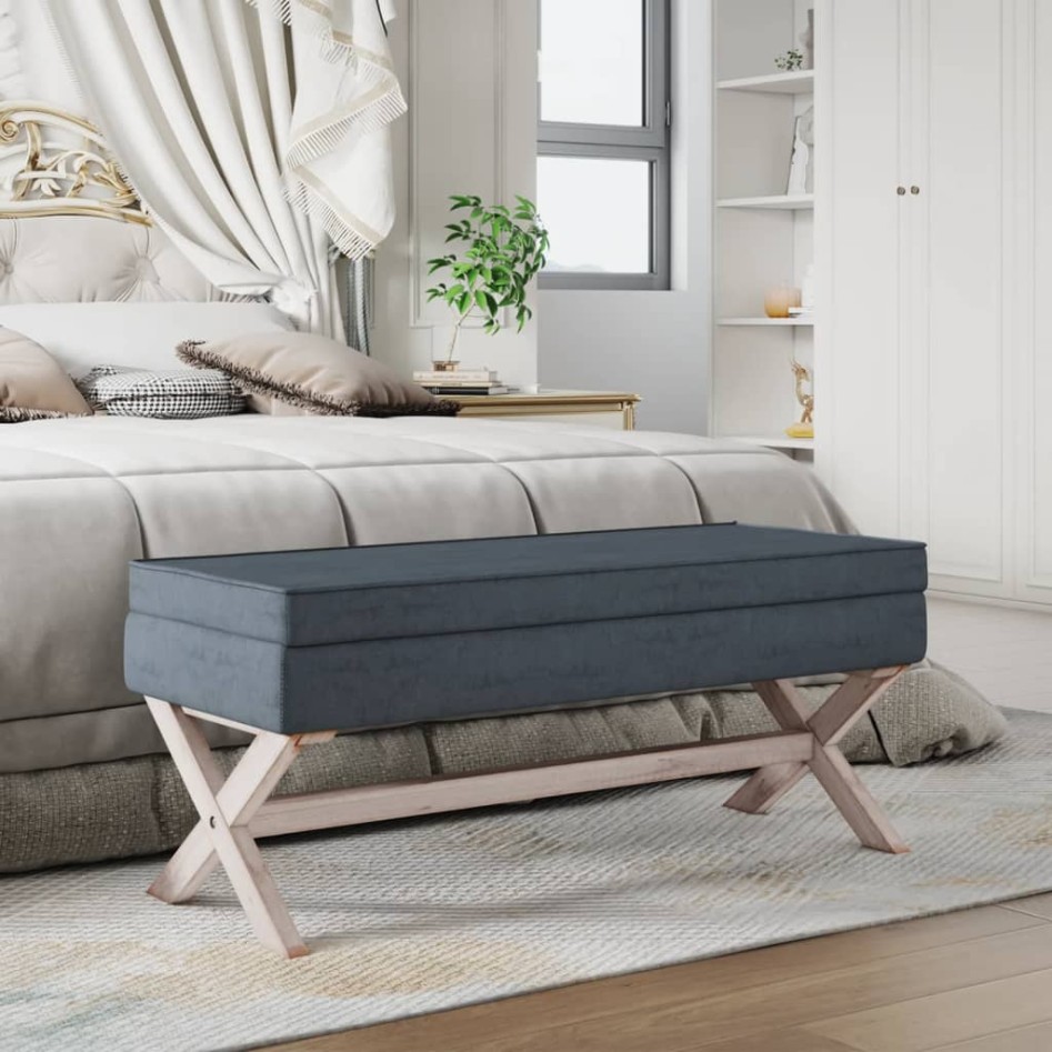 Taburete con almacenaje terciopelo gris oscuro 110x45x49