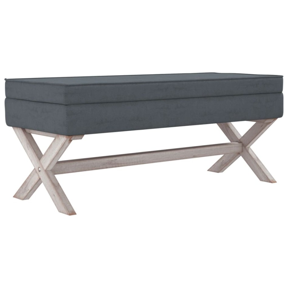 Taburete con almacenaje terciopelo gris oscuro 110x45x49