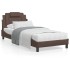 Estructura cama con luces LED cuero sintético marrón 90x200