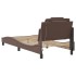 Estructura cama con luces LED cuero sintético marrón 90x200