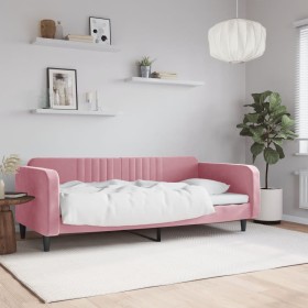 Sofá cama sin colchón terciopelo rosa 90x200