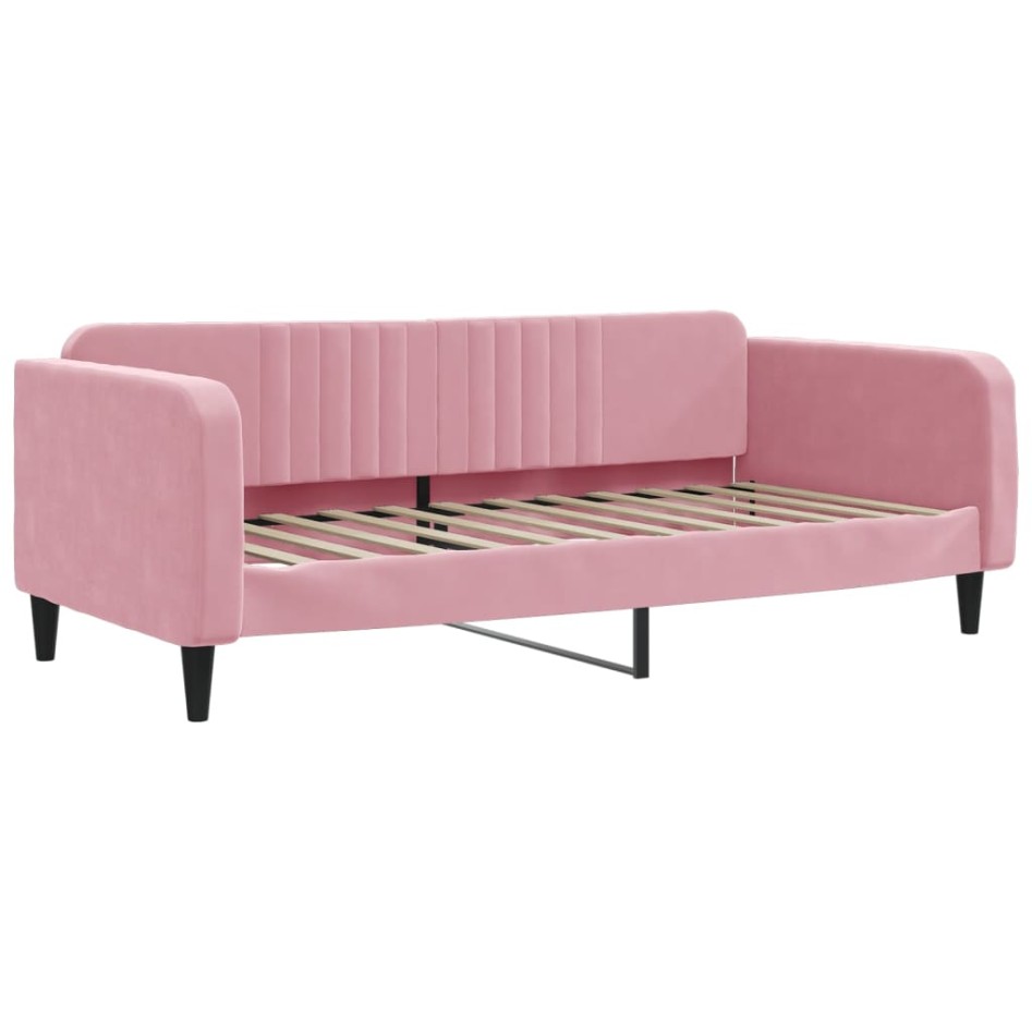 Sofá cama sin colchón terciopelo rosa 90x200