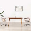 Silla de comedor giratoria de madera curvada y tela gris taupe