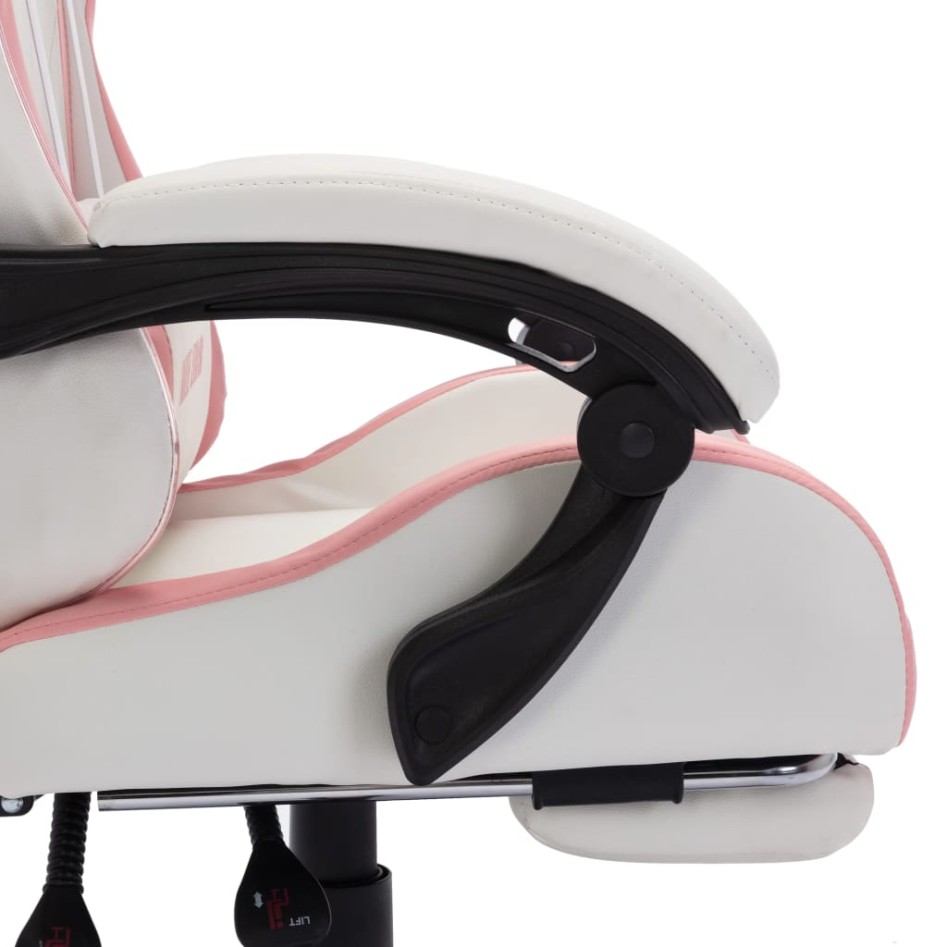 Silla gaming con luces LED RGB cuero sintético rosa y