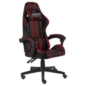Silla gaming de cuero sintético negro y rojo