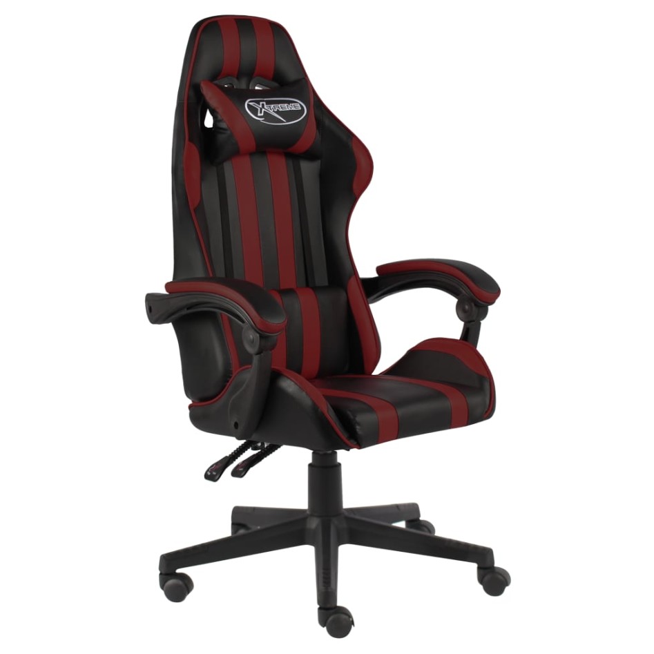 Silla gaming de cuero sintético negro y rojo