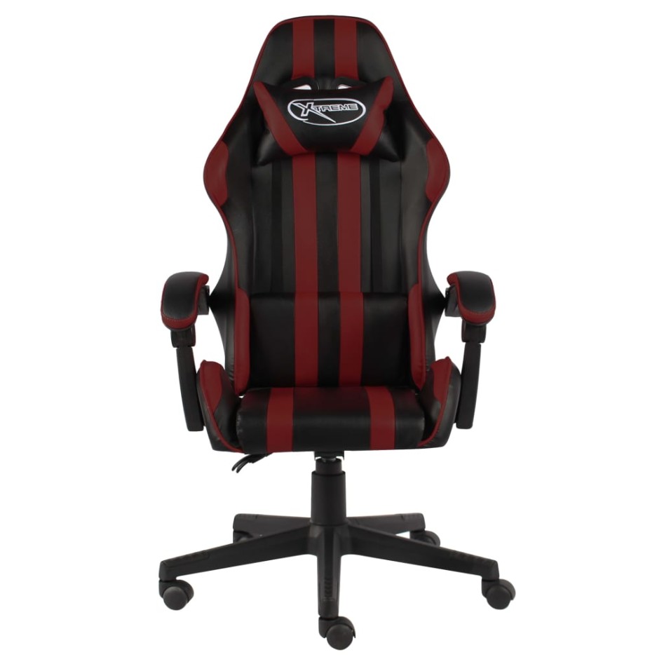 Silla gaming de cuero sintético negro y rojo