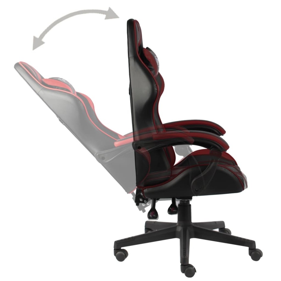 Silla gaming de cuero sintético negro y rojo