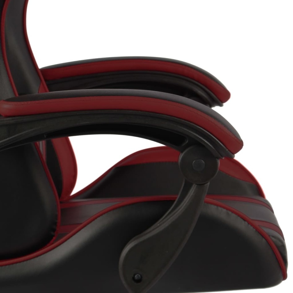 Silla gaming de cuero sintético negro y rojo