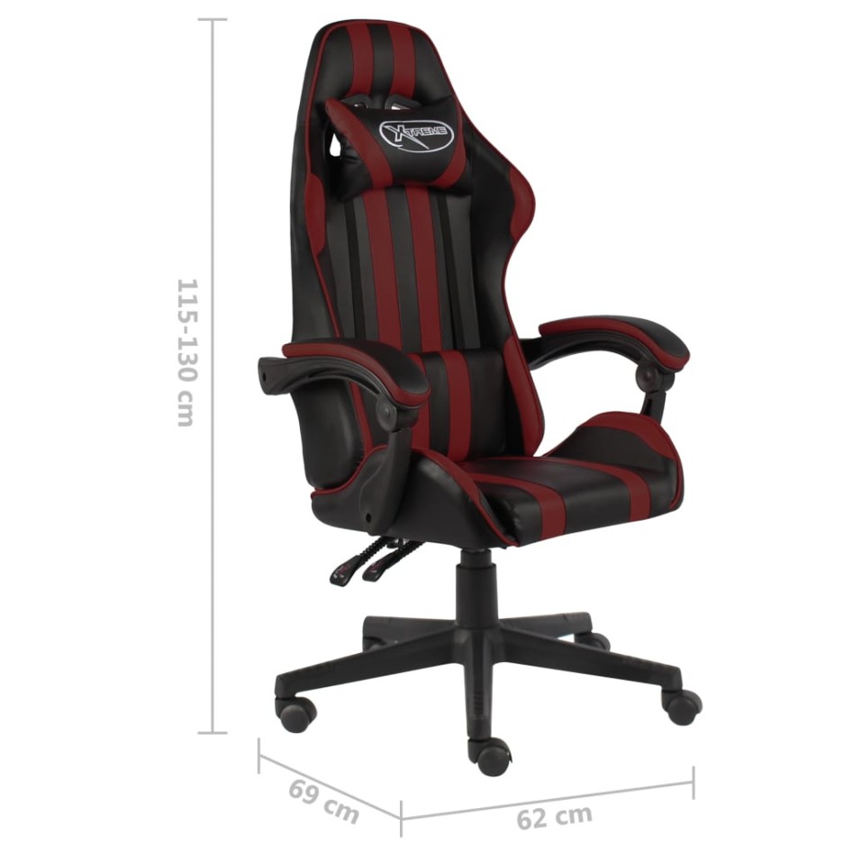 Silla gaming de cuero sintético negro y rojo