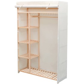 Armario de tela y madera de pino 110x40x170