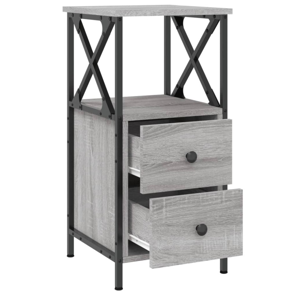 Mesitas noche 2 uds madera ingeniería gris Sonoma 34x35,5x70