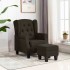 Sillón con reposapiés de tela marrón