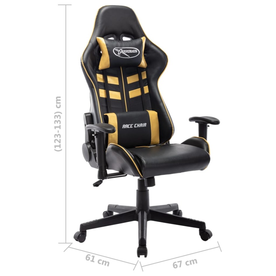 Silla de gaming de cuero sintético negro y