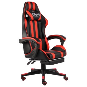 Silla gaming con reposapiés cuero sintético negro y