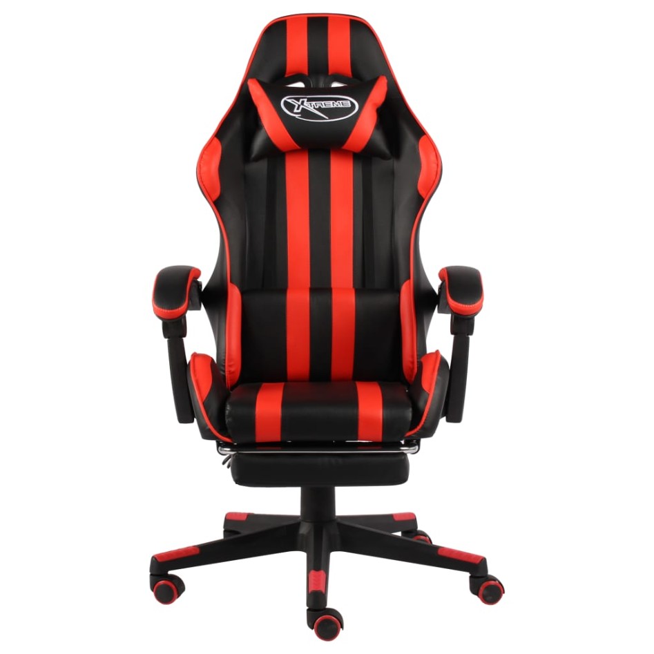 Silla gaming con reposapiés cuero sintético negro y