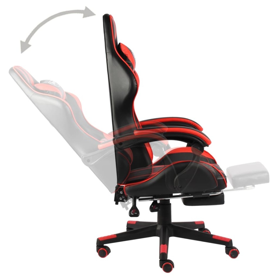 Silla gaming con reposapiés cuero sintético negro y