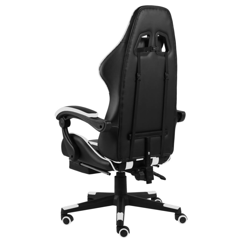 Silla gaming con reposapiés cuero sintético negro y