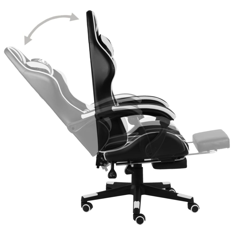 Silla gaming con reposapiés cuero sintético negro y