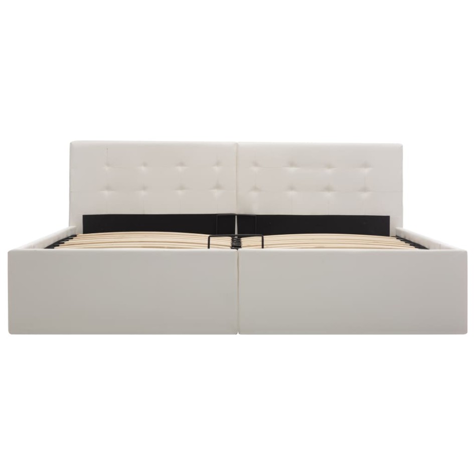 Cama canapé hidráulica cuero sintético blanco 160x200