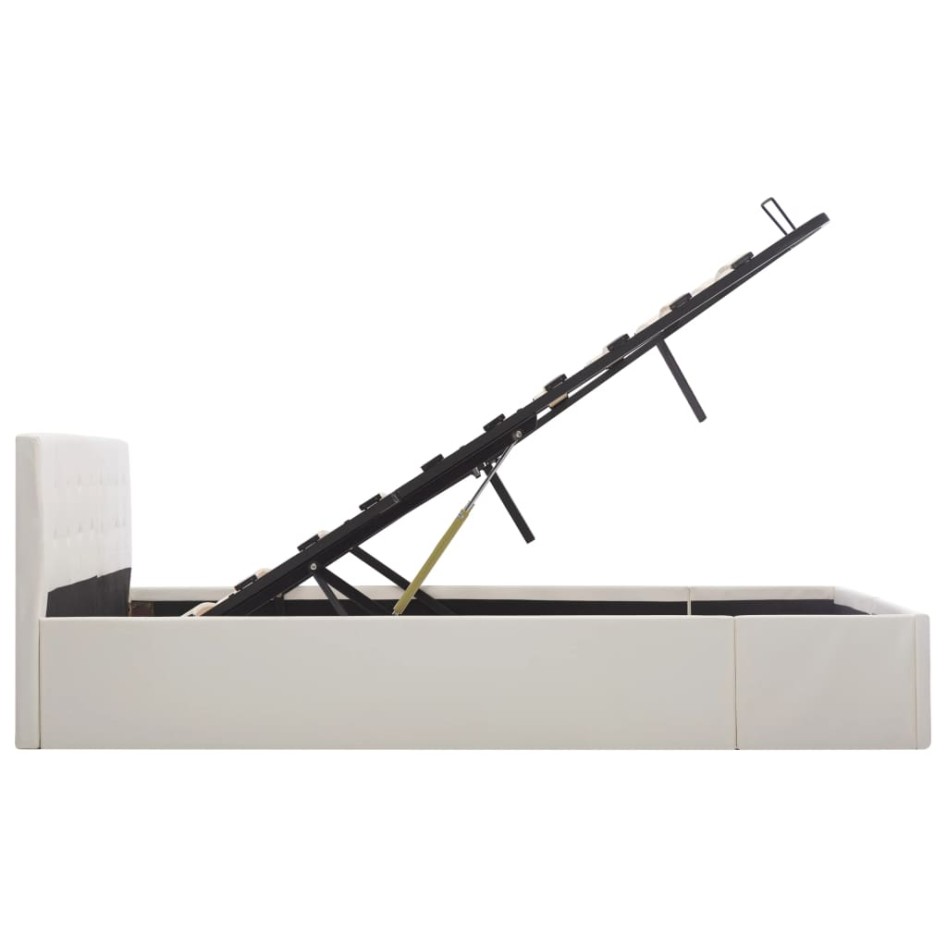 Cama canapé hidráulica cuero sintético blanco 160x200