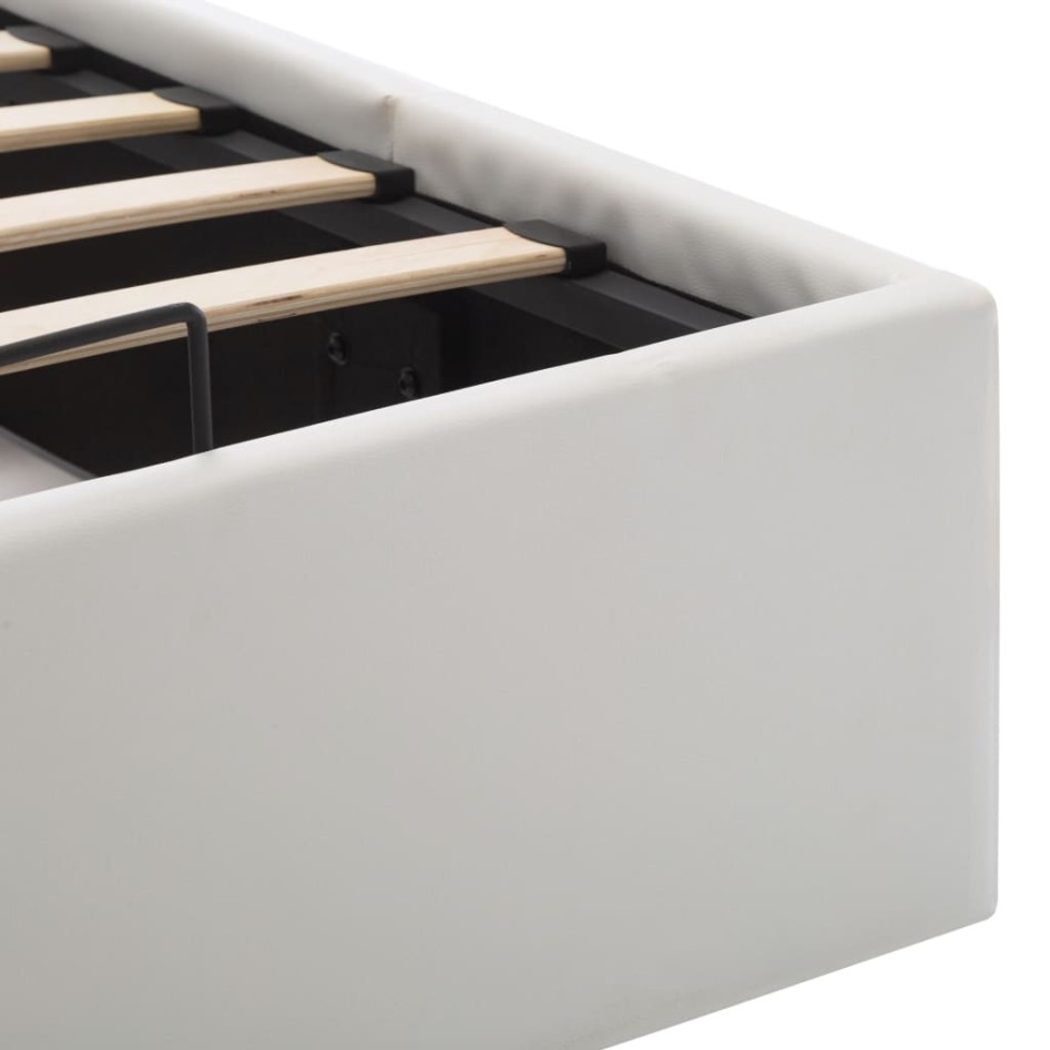 Cama canapé hidráulica cuero sintético blanco 160x200