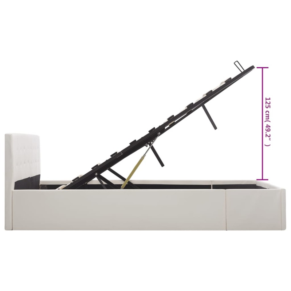 Cama canapé hidráulica cuero sintético blanco 160x200