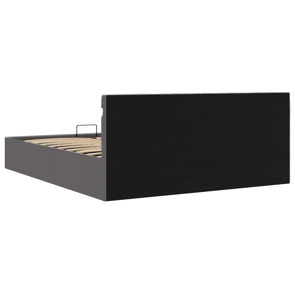 Cama canapé hidráulica con LED cuero sintético gris 180x200