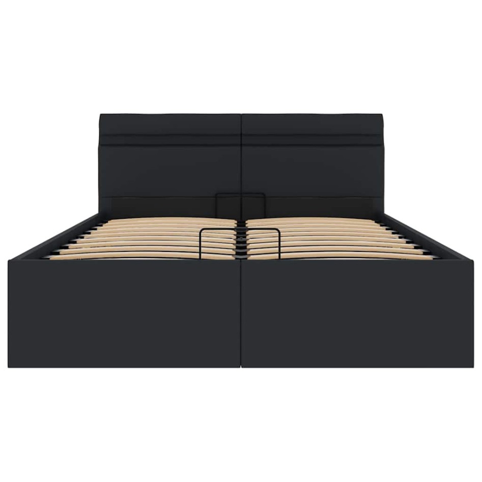 Cama hidráulica almacenaje LED sin colchón negro 140x200