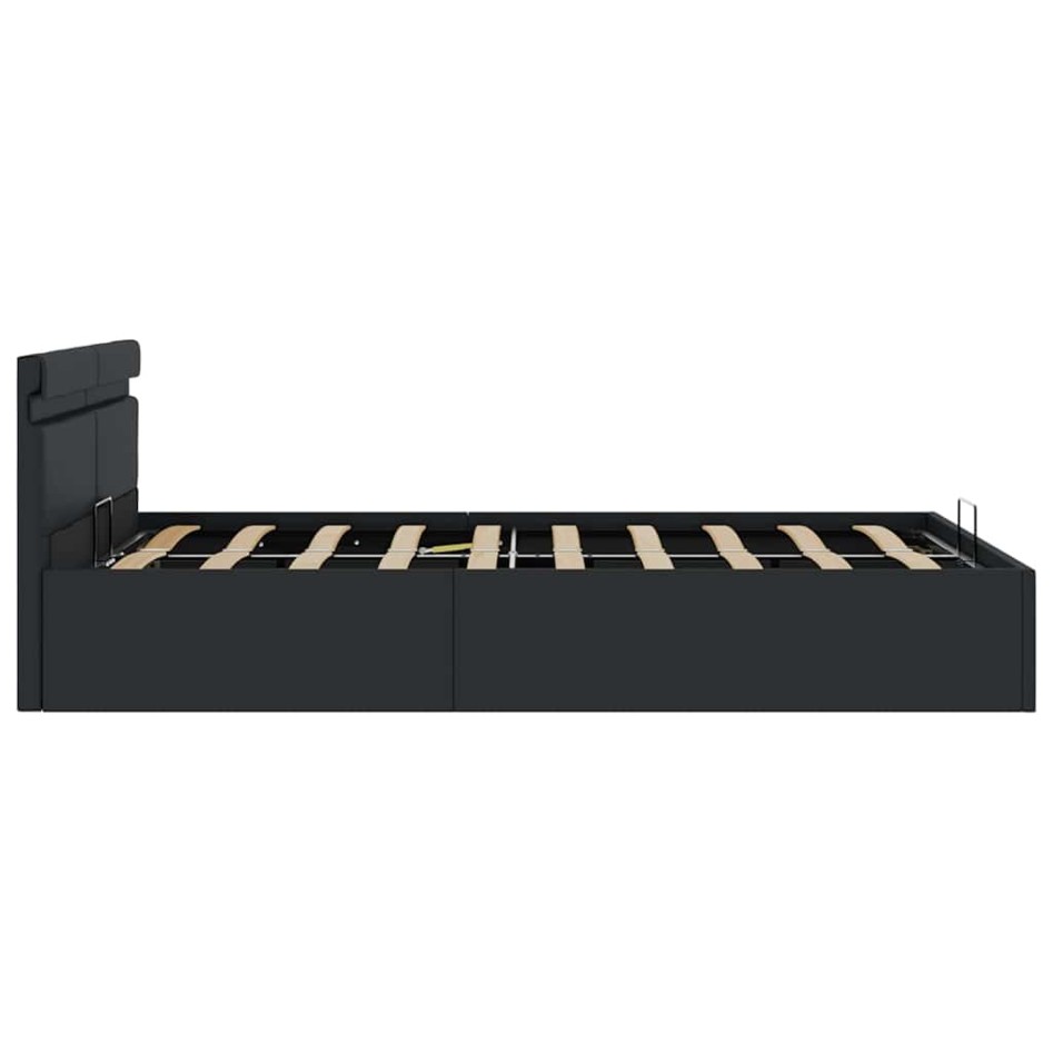 Cama hidráulica almacenaje LED sin colchón negro 140x200