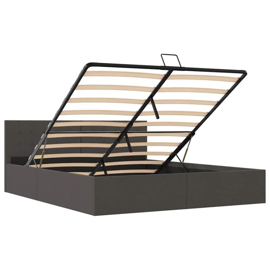 Cama canapé hidráulica de almacenaje sin colchón gris