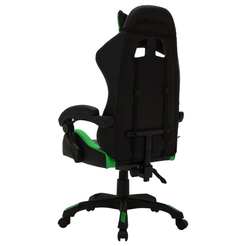 Silla gaming con luces LED RGB cuero sintético verde y