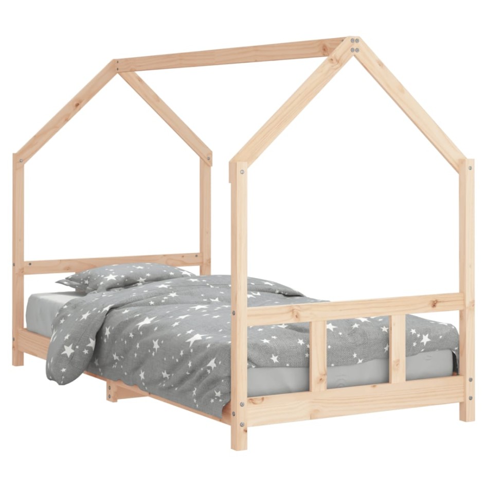 Estructura de cama para niños madera maciza de pino 90x200