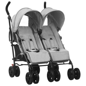 Carrito para gemelos de acero gris
