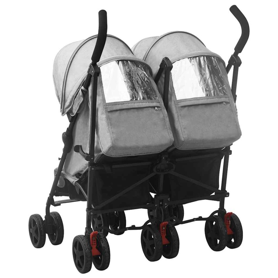 Carrito para gemelos de acero gris